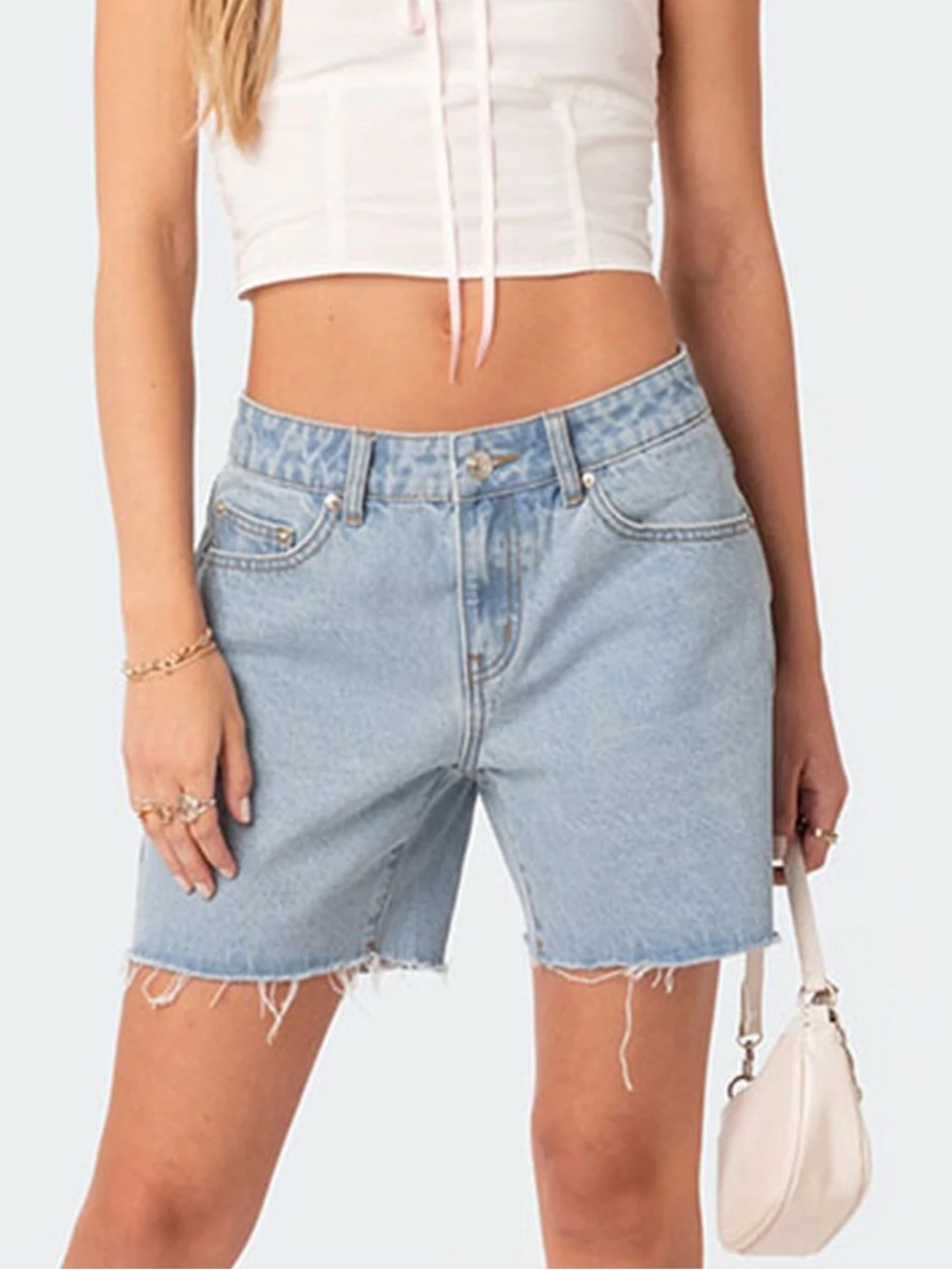 Edikted Low Rise Denim Shorts